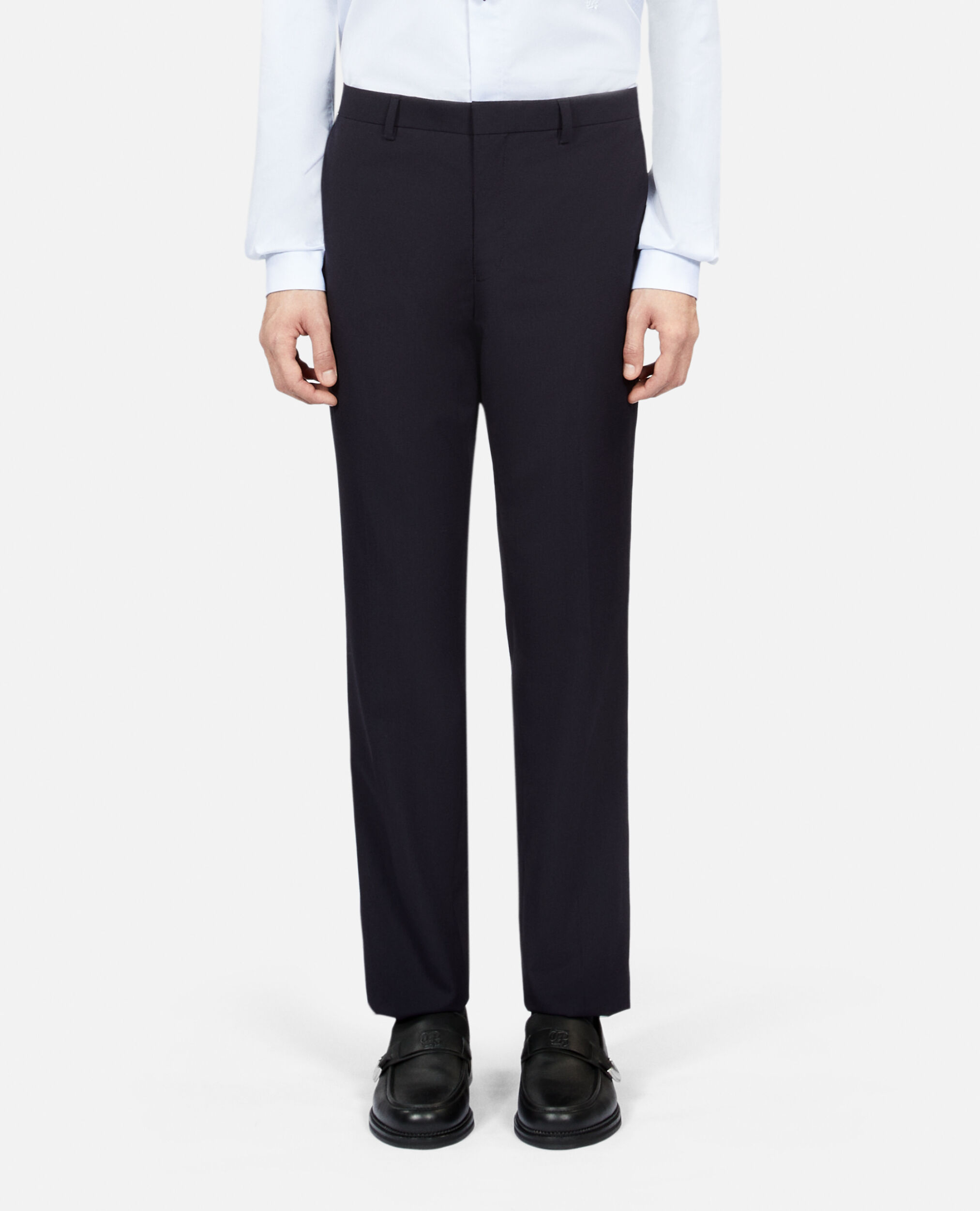 Navy blue wool suit trousers, DARK NAVY, hi-res image number null