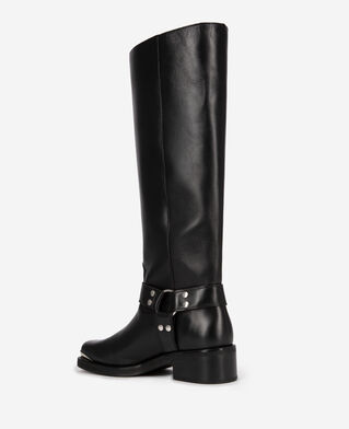 The Kooples MUJER BLACK botas negras de piel con correa
