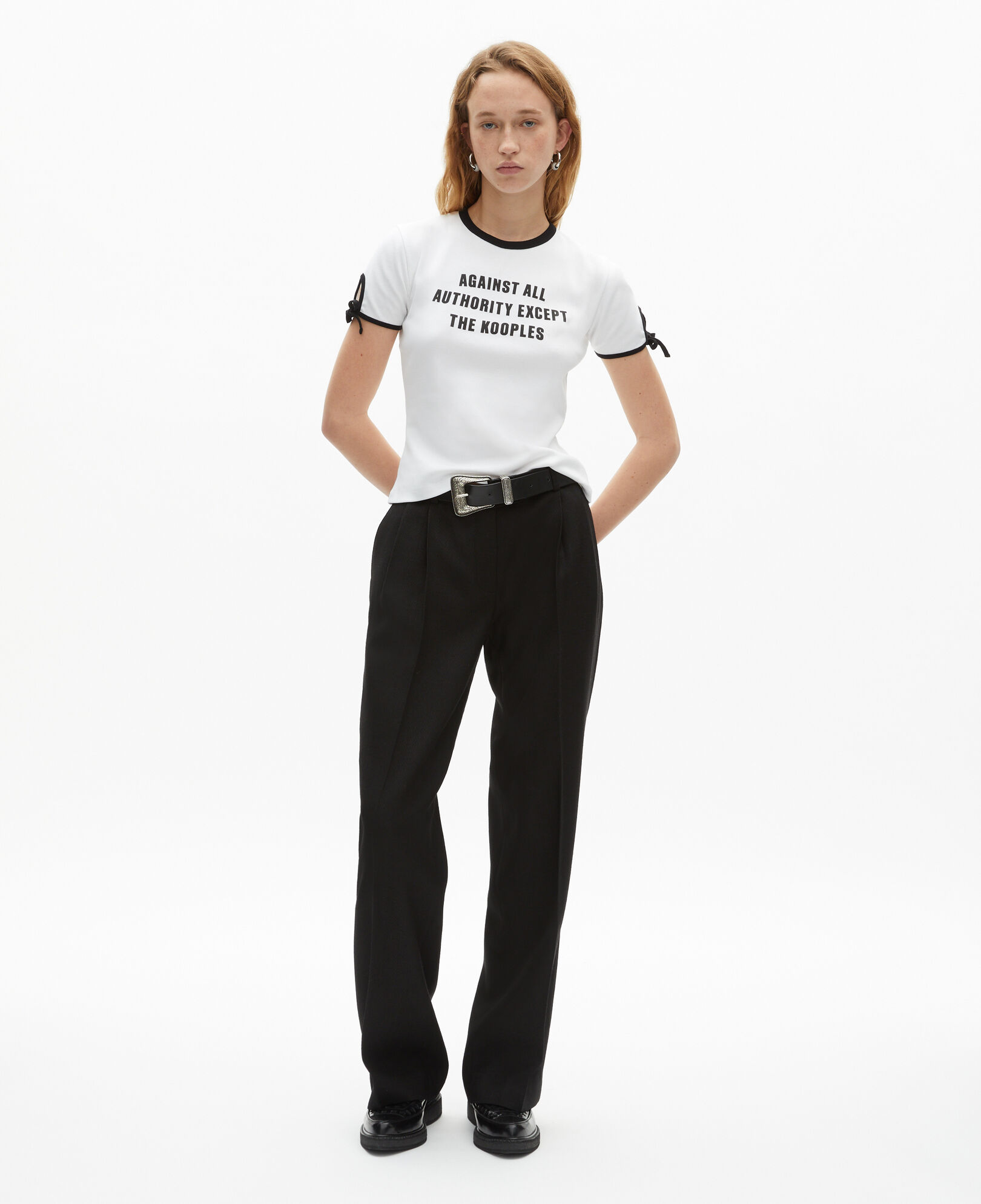 The Kooples DAMEN WHITE t-shirt mit weißem siebdruck