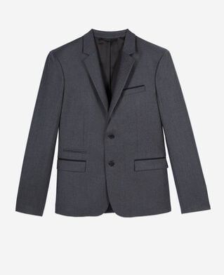 The Kooples HOMME LIGHT GREY MEL/WHITE veste de costume en flanelle grise