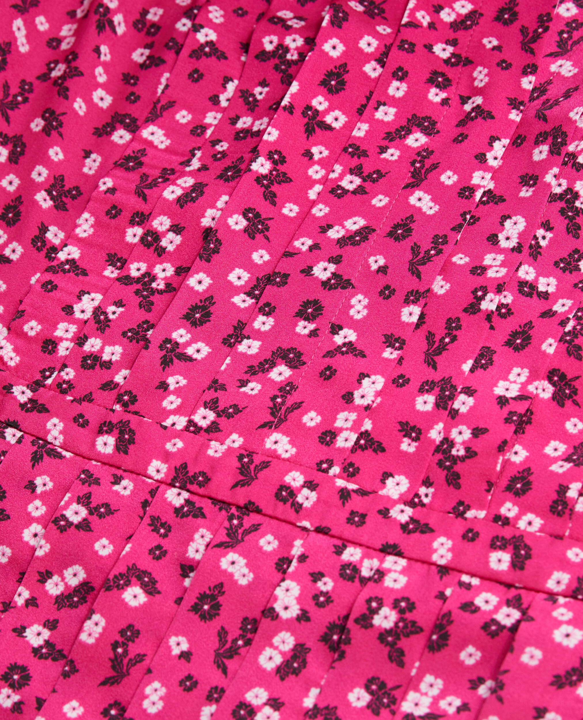 Robe courte imprimée avec plissage, PINK BLACK, hi-res image number null