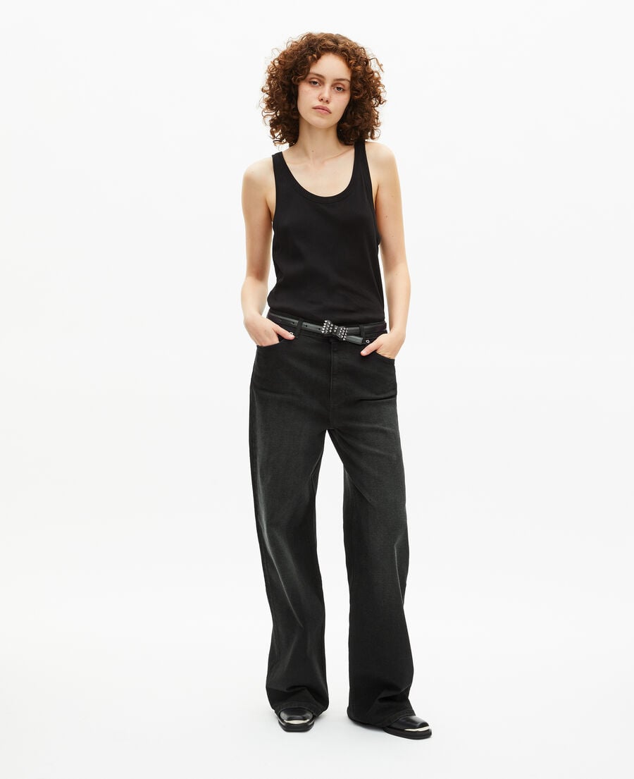 The Kooples FEMME BLACK jean large noir
