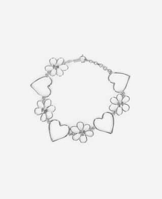 The Kooples F SILVER silver heart and flower choker necklace
