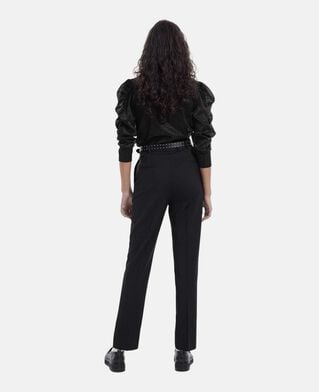 The Kooples F BLACK flowing black top with puffed sleeves