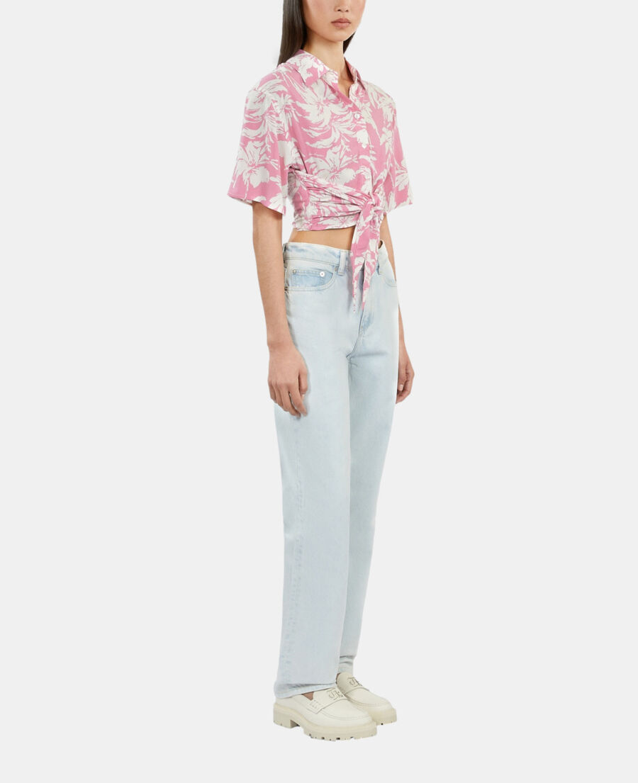 The Kooples WOMEN PINK-WHITE short-sleeved printed shirt