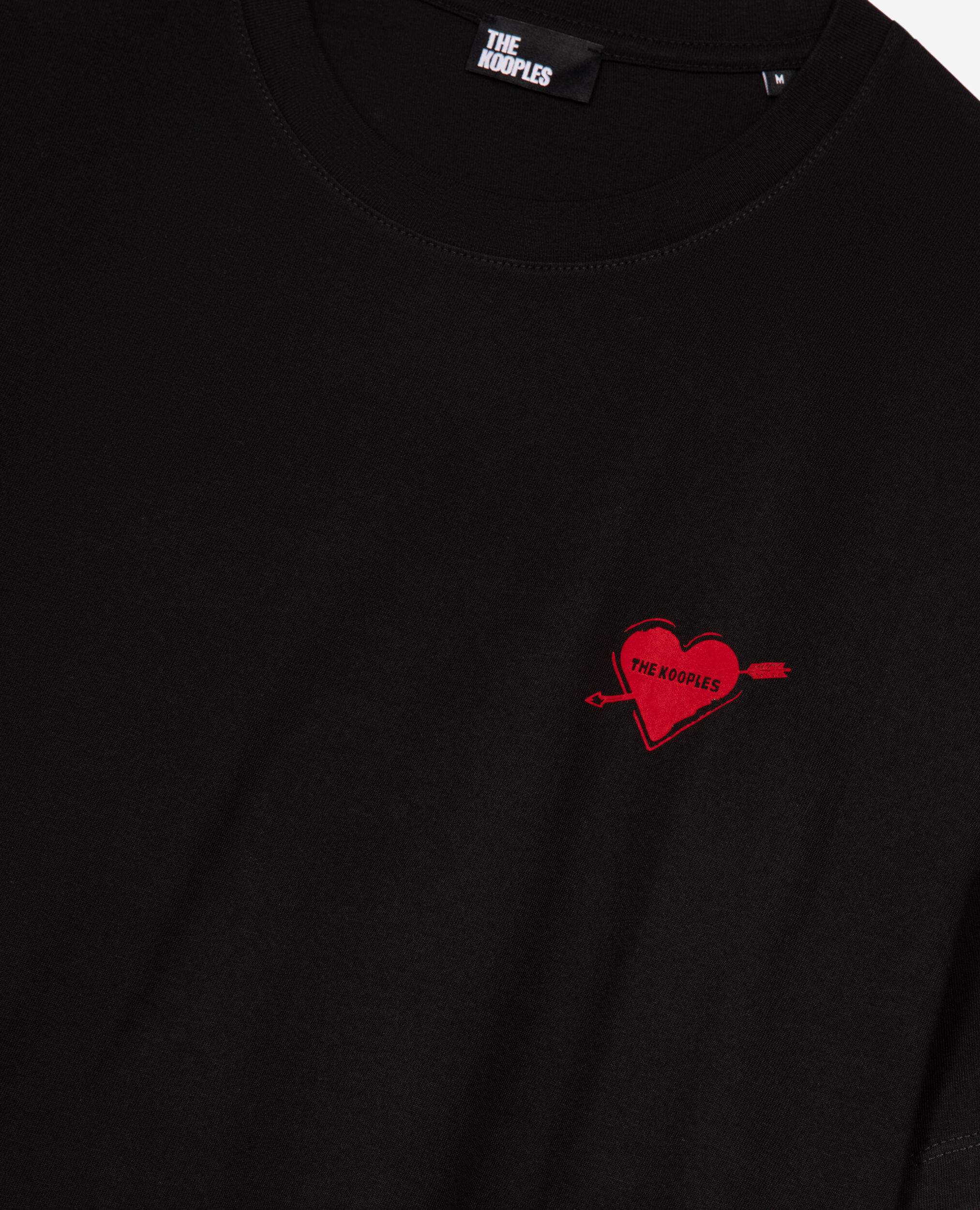 Schwarzes T-Shirt mit Beflockung, BLACK, hi-res image number null