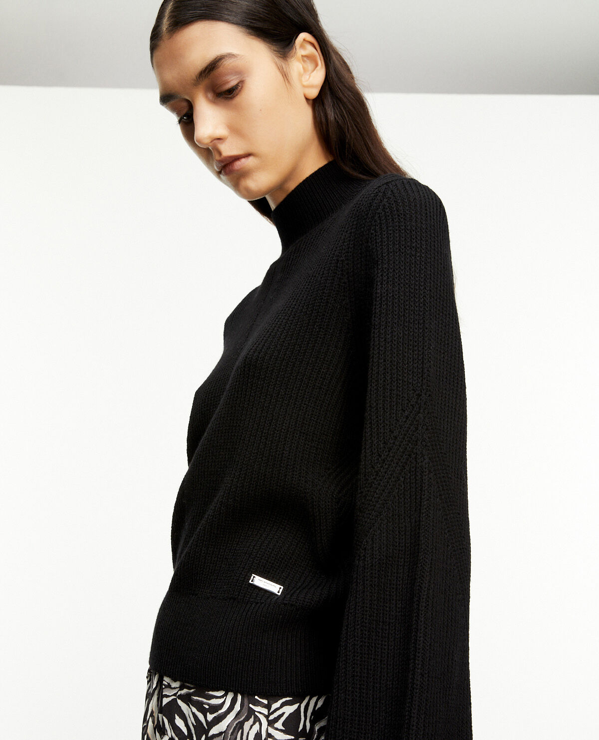 Ribbed merino wool black sweater The Kooples