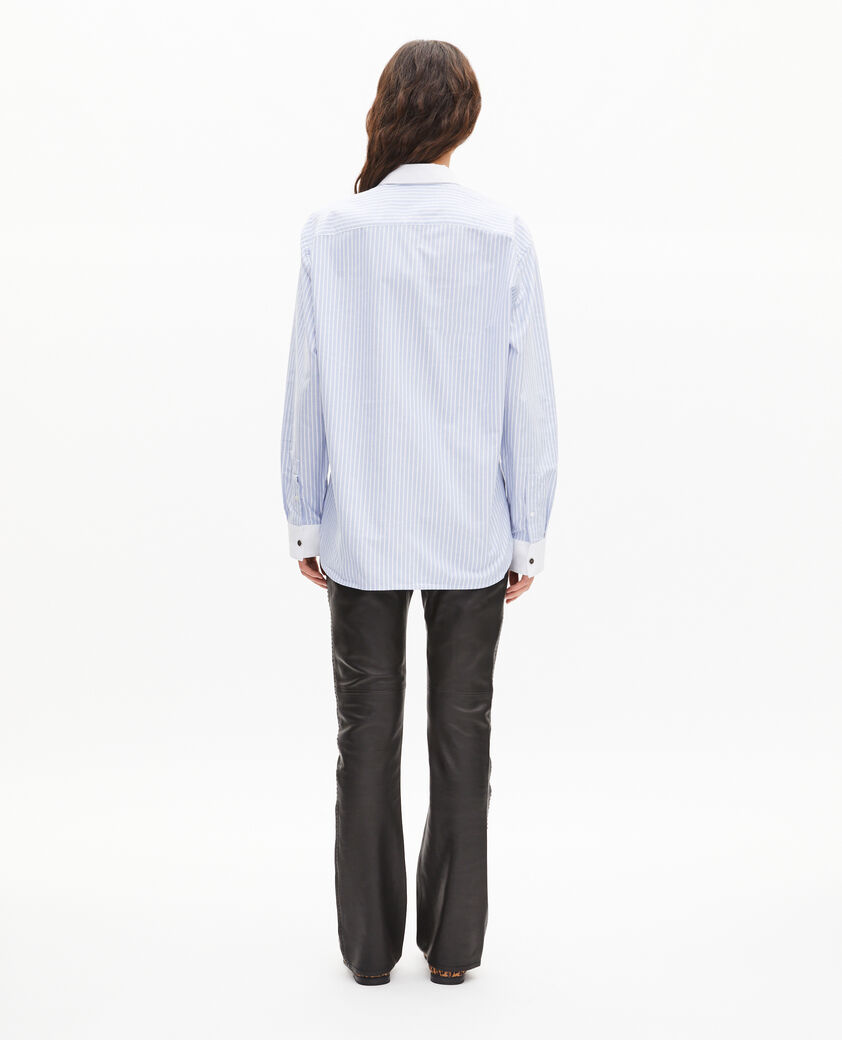 The Kooples DAMEN BLUE blau gestreiftes baumwollhemd