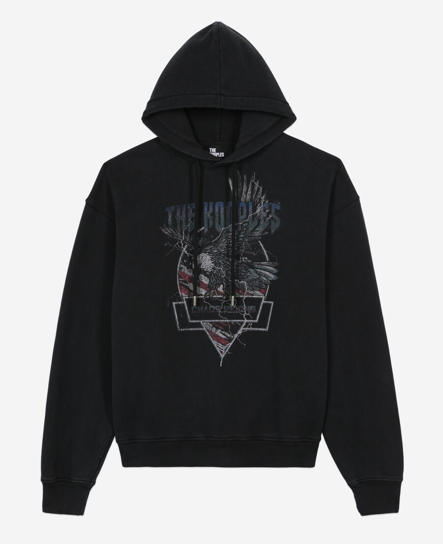 black hoodie with chaos eagle serigraphy