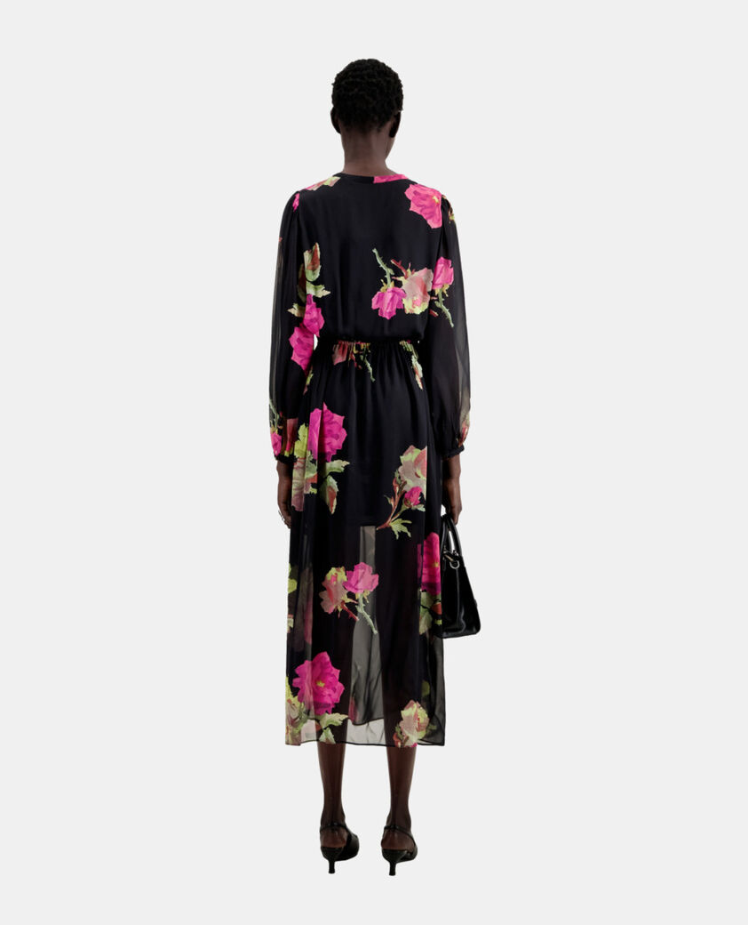 The Kooples WOMEN PINK BLACK long printed dress