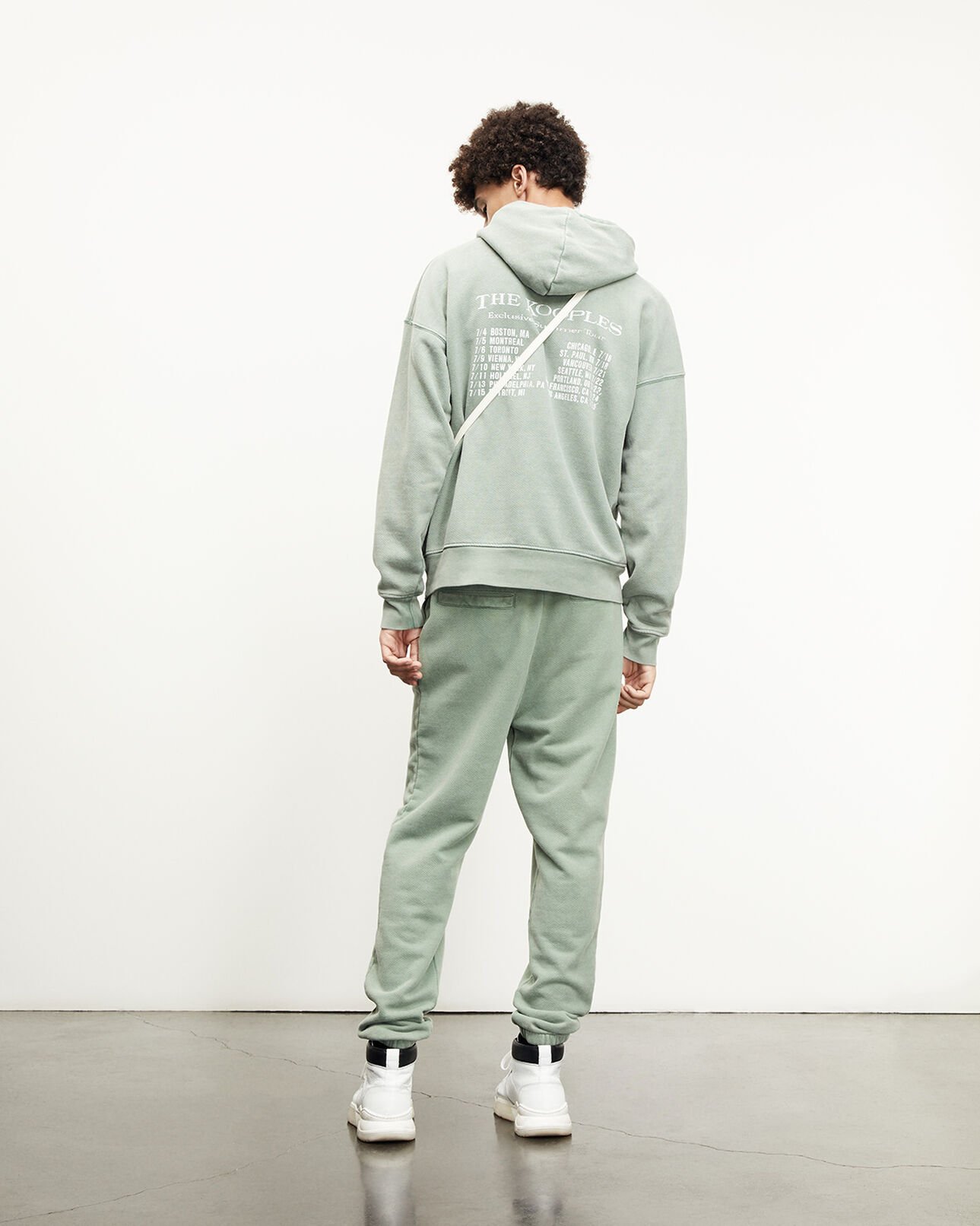 The Kooples MEN MIDDLE GREEN faded green joggers with stretch waist