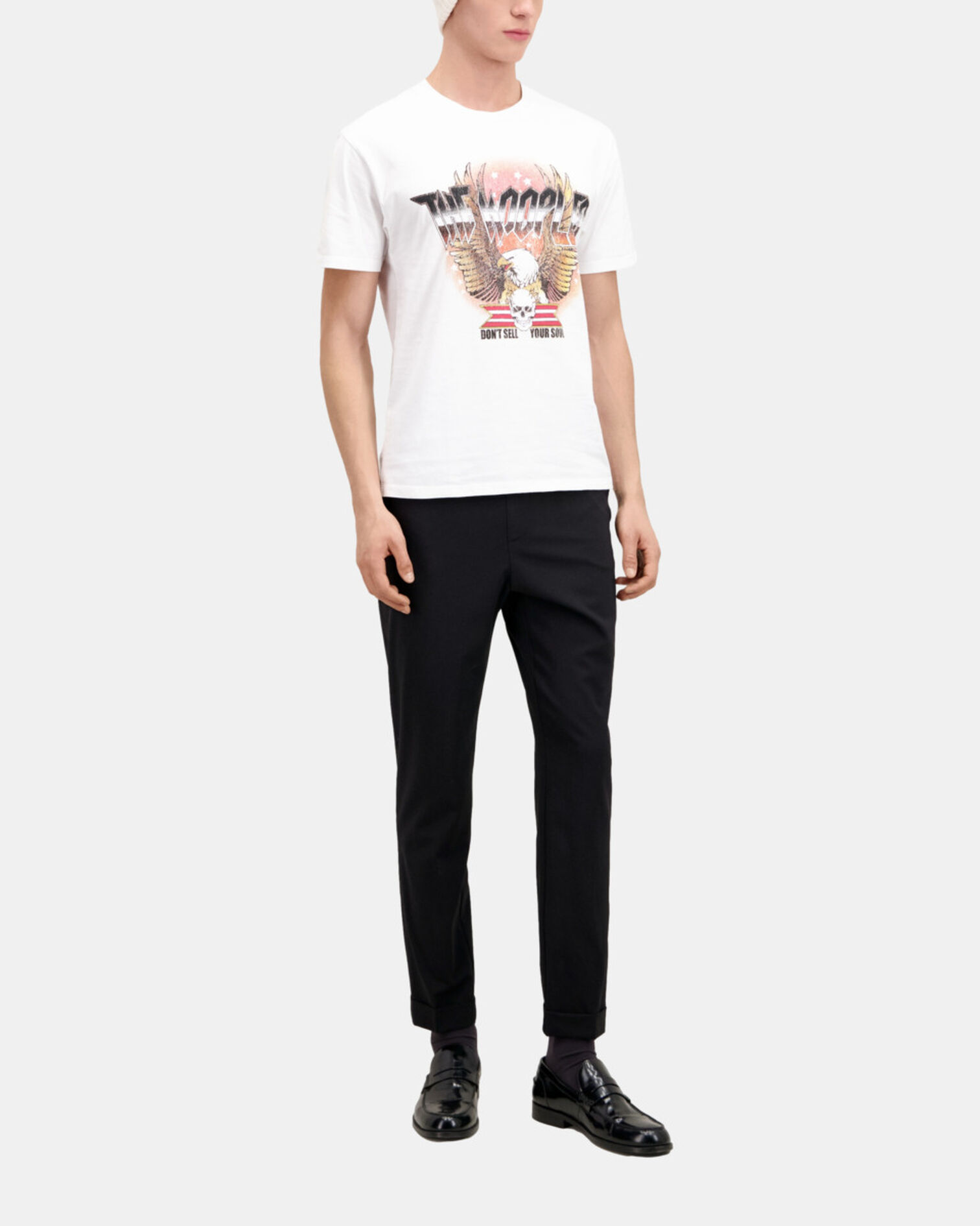 White t-shirt with Rock eagle serigraphy, WHITE, hi-res image number null