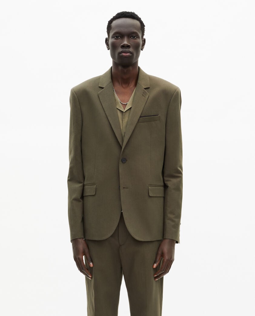 The Kooples HOMME KAKI veste de costume en coton - lin kaki