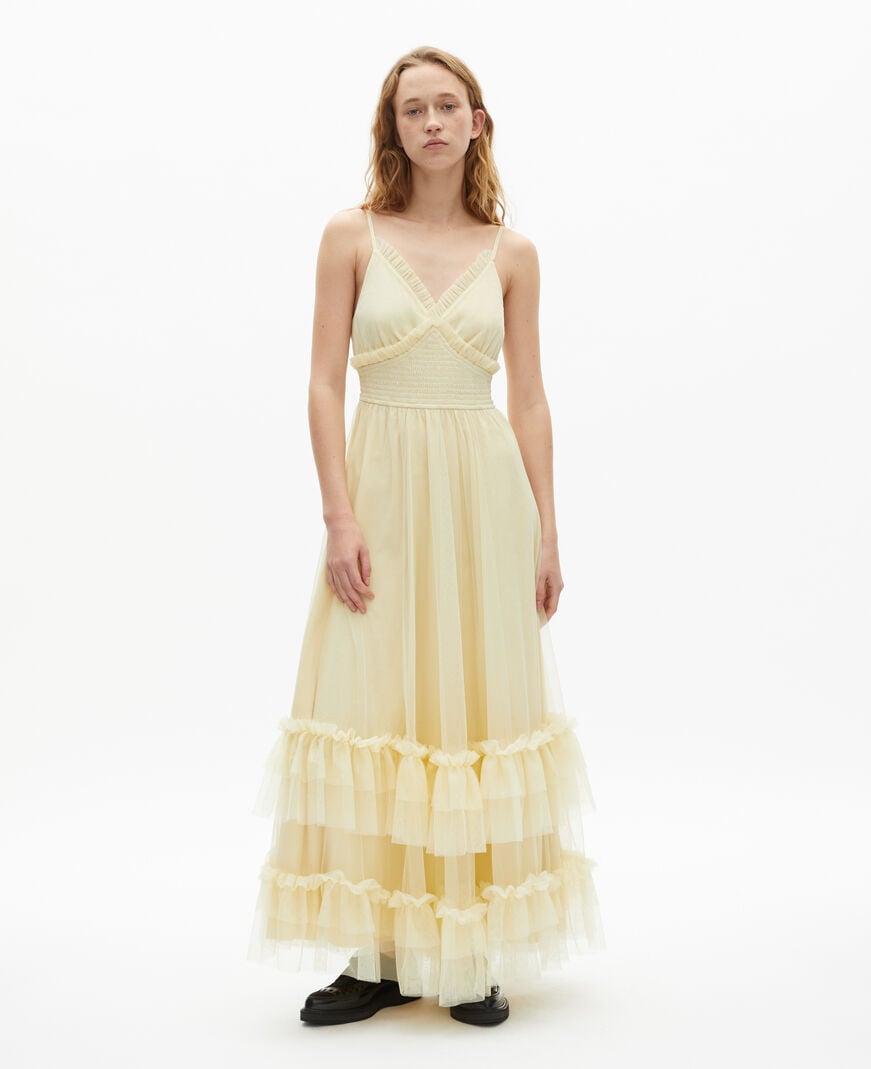 The Kooples WOMEN LIGHT YELLOW long yellow tulle dress