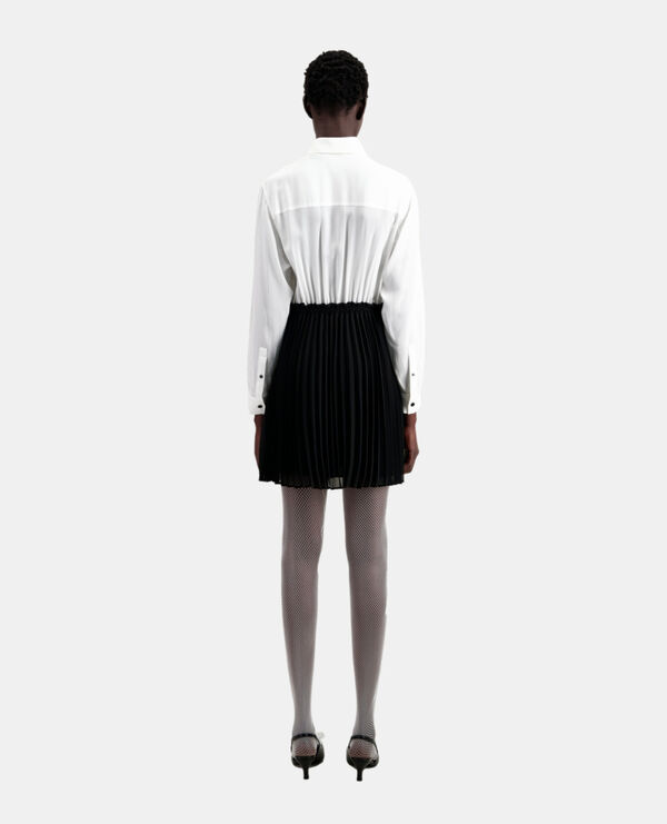 The Kooples WOMEN BLACK WHITE short black and white pleated dress