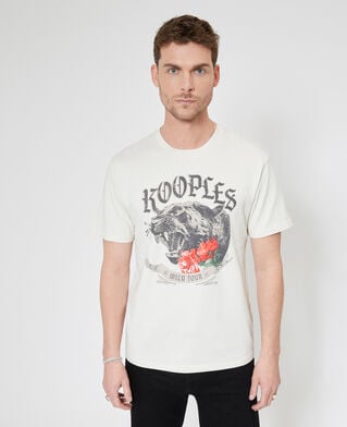 The Kooples HOMME LIGHT BEIGE t-shirt avec s&eacute;rigraphie panth&egrave;re beige