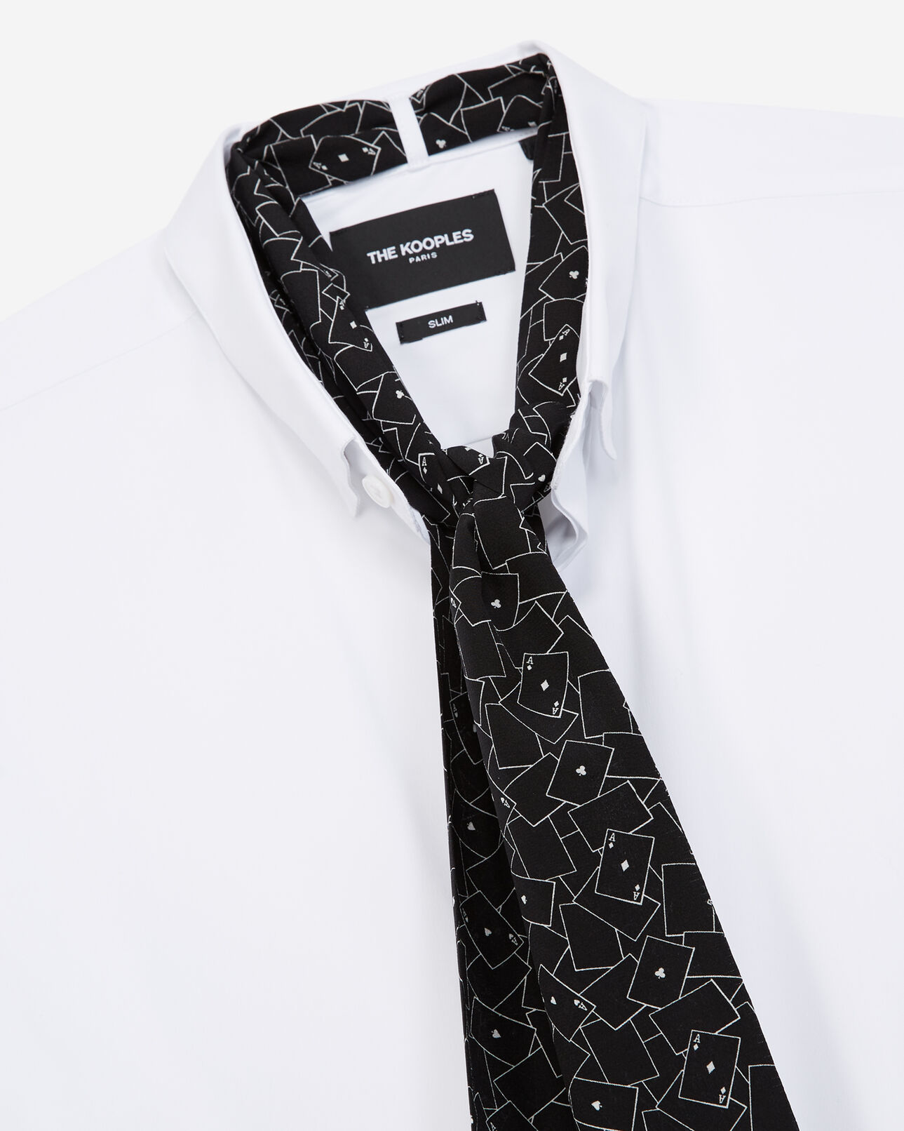 The Kooples HERREN WHITE weißes baumwollhemd mit seidenschal