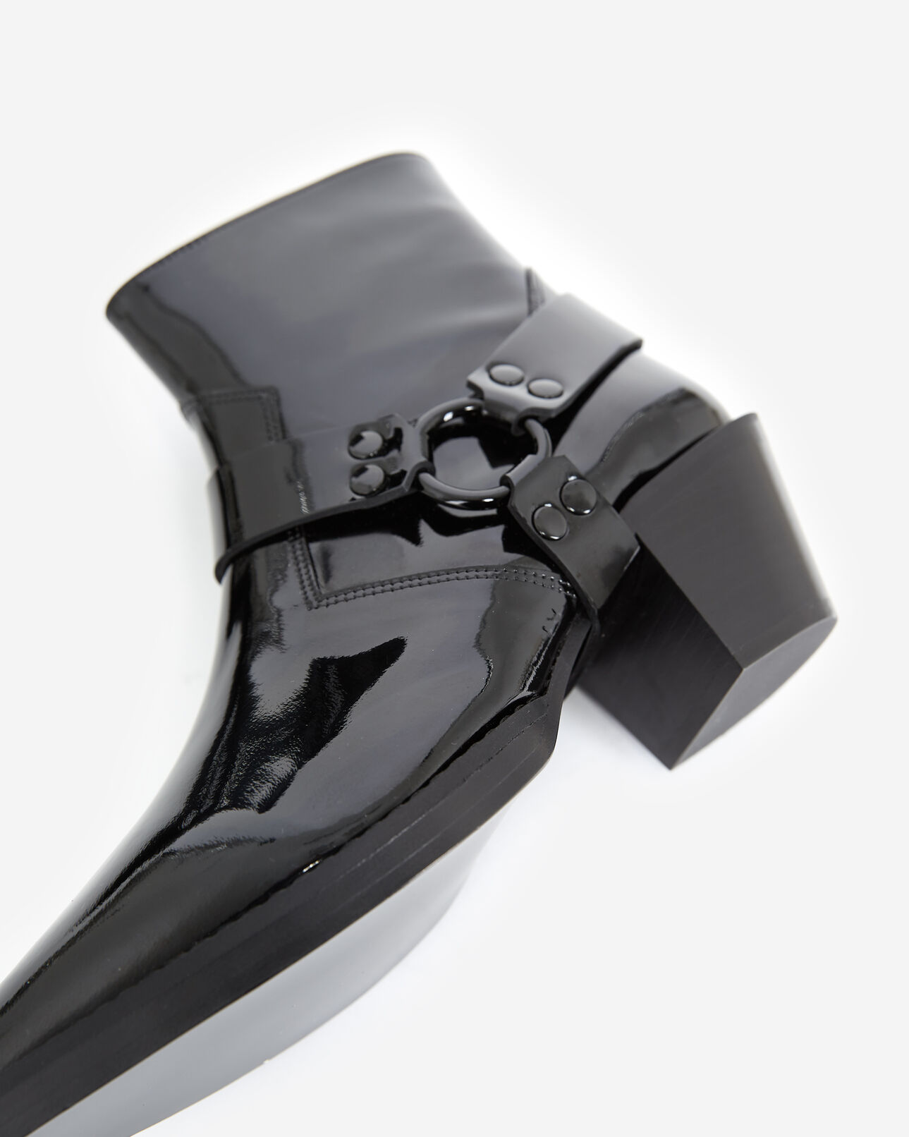 The Kooples FEMME BLACK bottines noires cuir verni style western