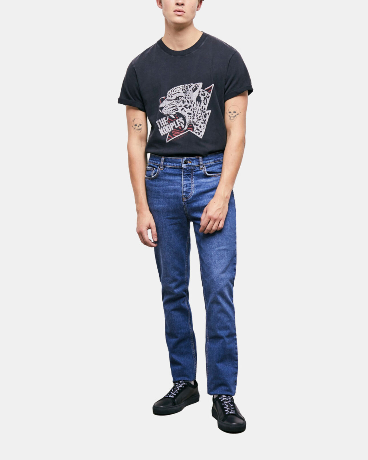 The Kooples HERREN BLUE DENIM blaue slim-fit-jeans