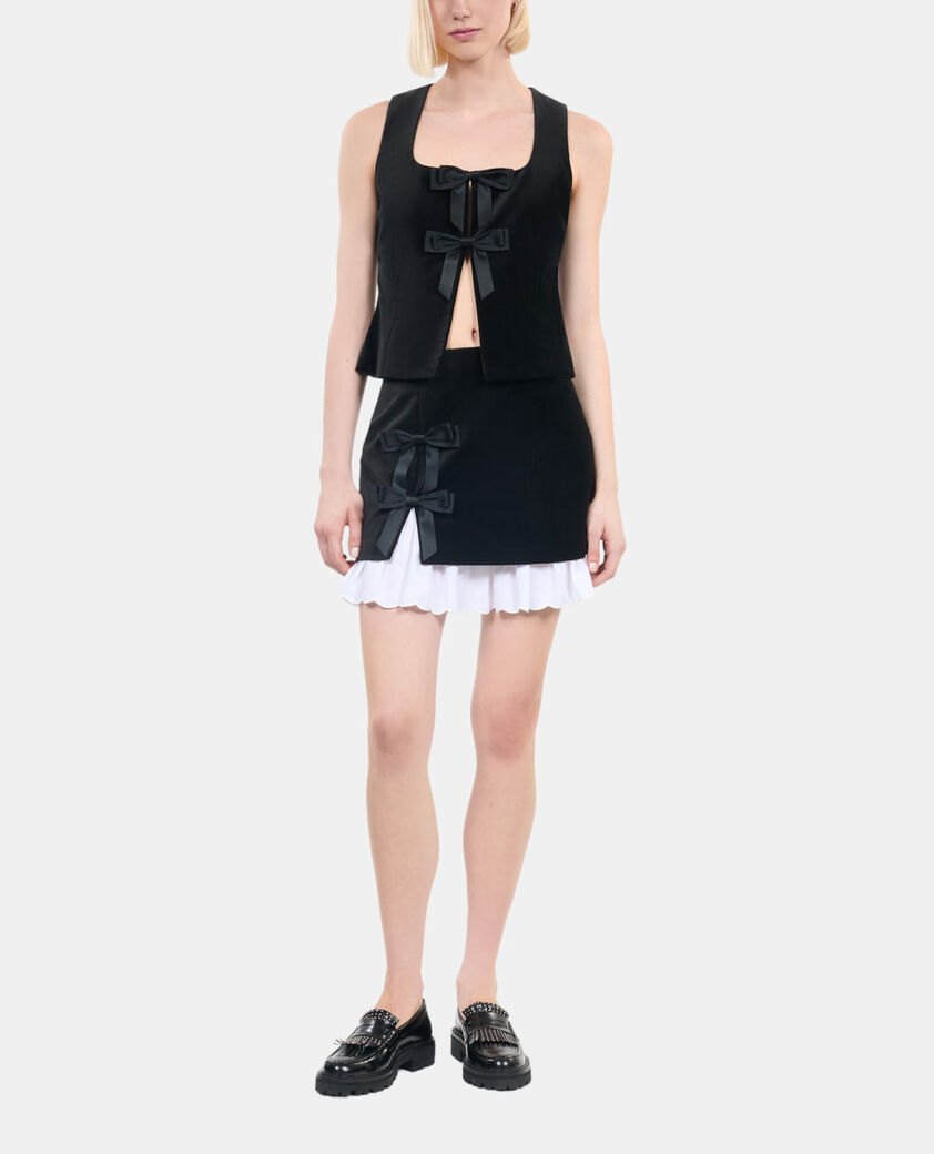 The Kooples F BLACK short black velvet skirt 