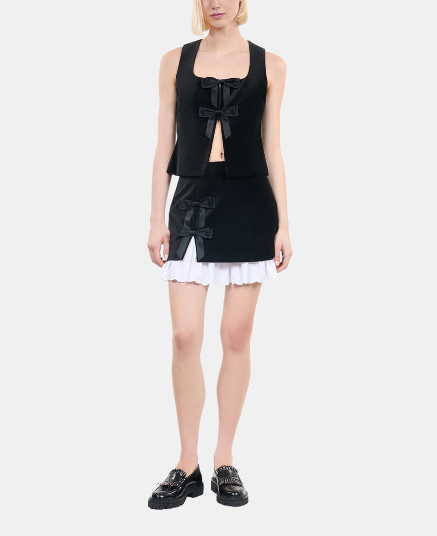The Kooples F BLACK short black velvet skirt 