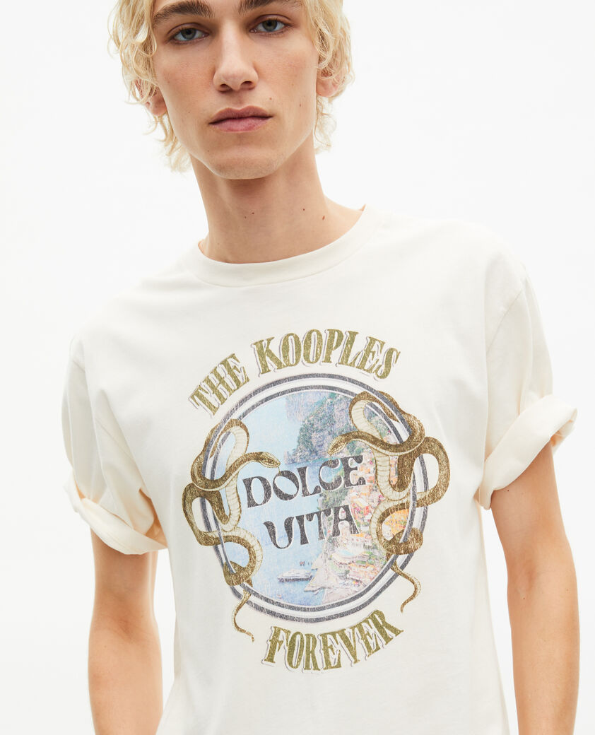 The Kooples HOMBRE LIGHT BEIGE camiseta con serigraf&iacute;a dolce vita beige