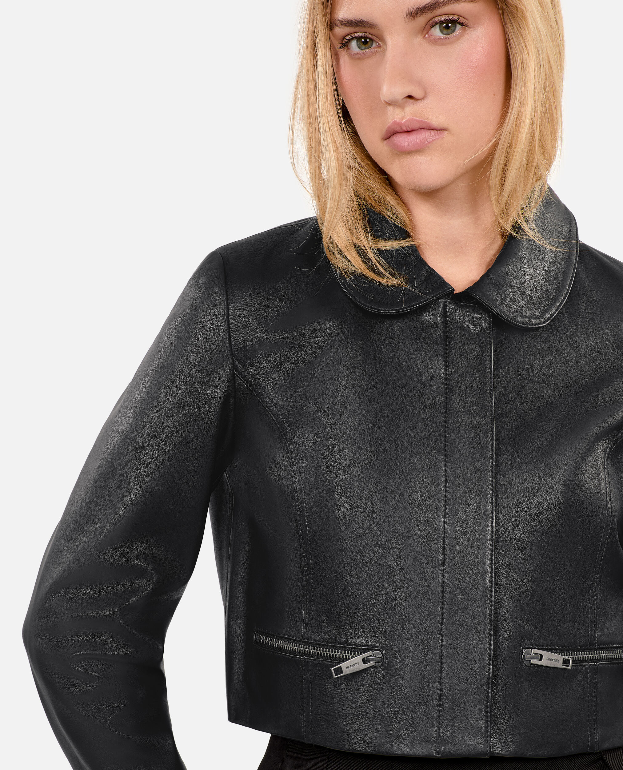 Black leather jacket, BLACK, hi-res image number null