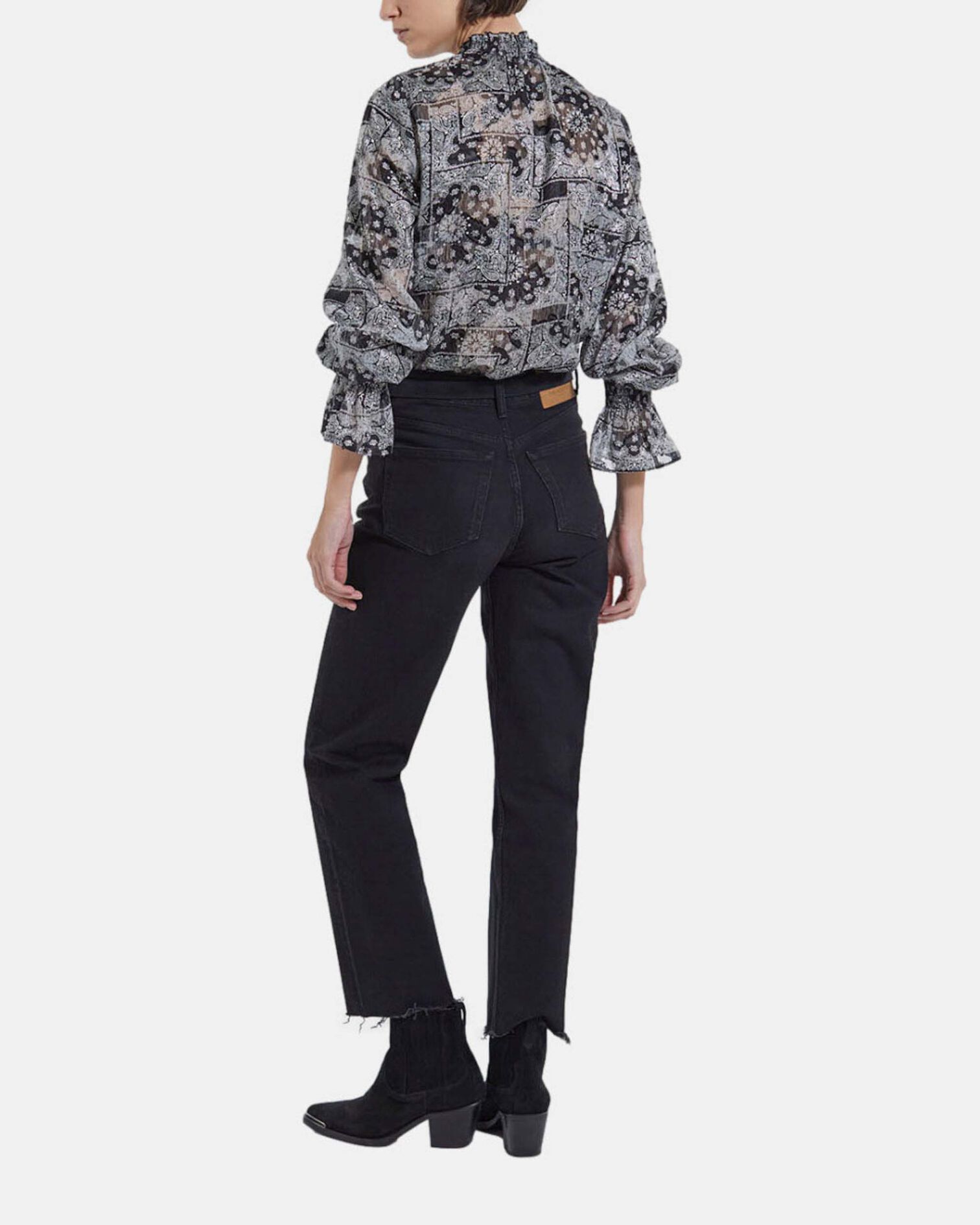 Bluse Print mit Volants, BLACK, hi-res image number null