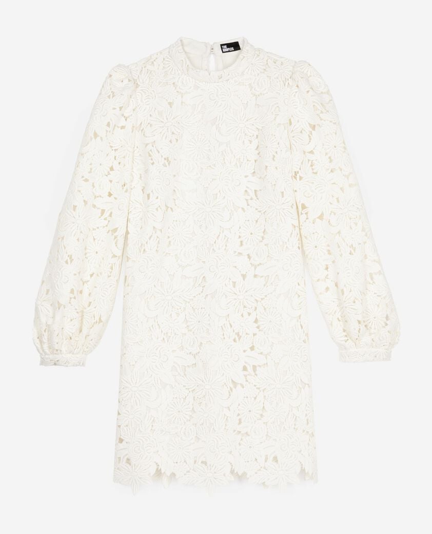 The Kooples WOMEN ECRU short dress in ecru floral lace