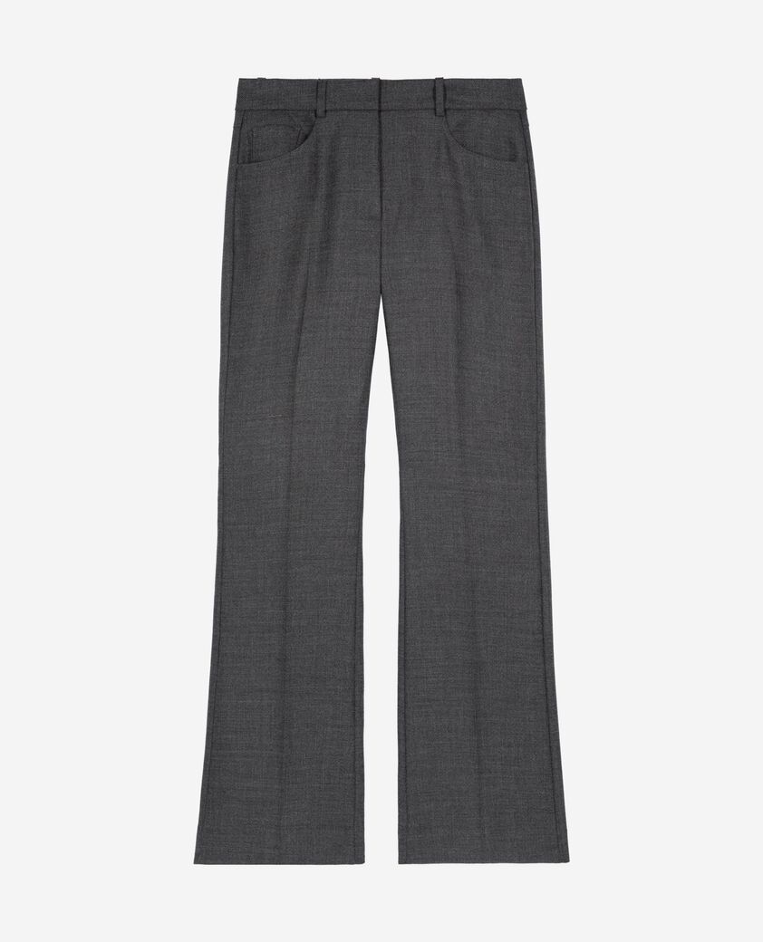 The Kooples FEMME BLACK pantalon tailleur bootcut en laine gris fonc&eacute;