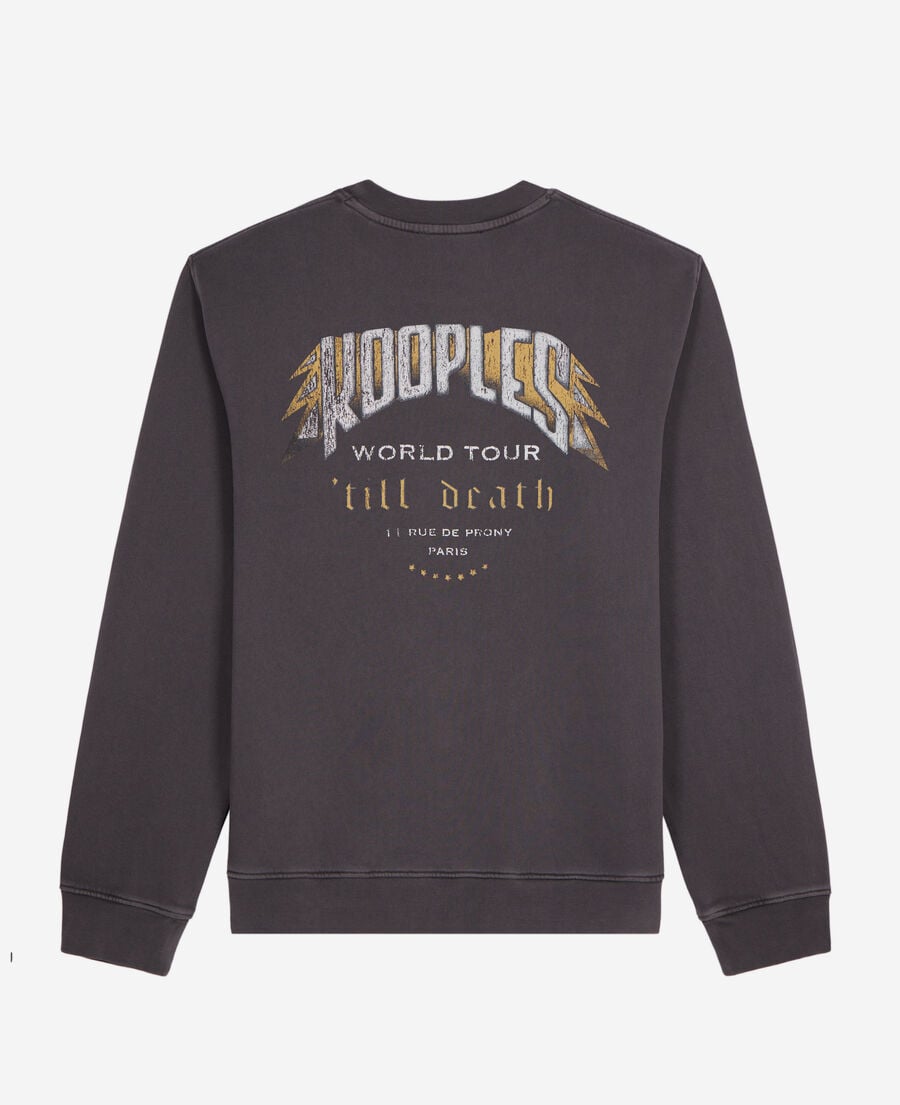 The Kooples MEN CARBONE carbon grey sweatshirt with skull butterfly serigraphy