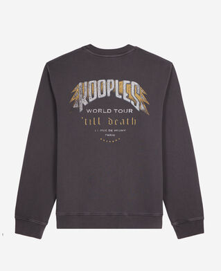 The Kooples MEN CARBONE carbon grey sweatshirt with skull butterfly serigraphy