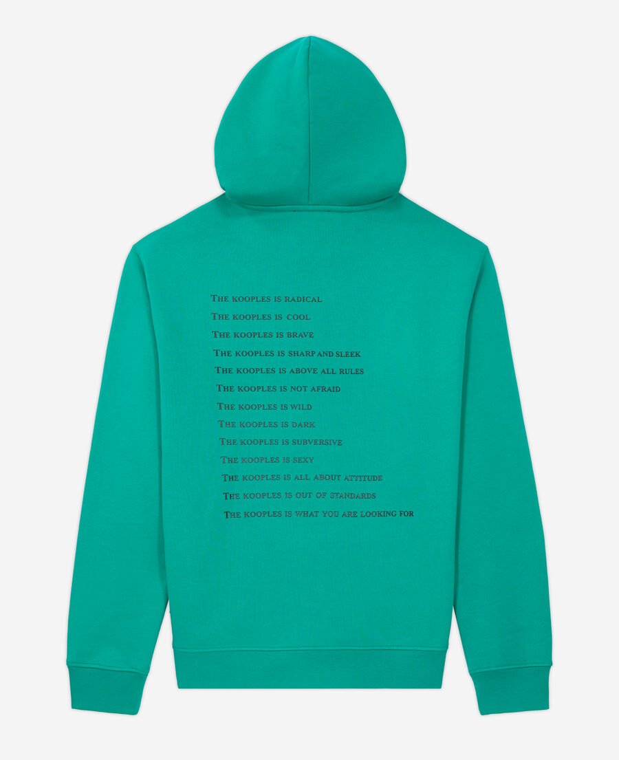 The Kooples HERREN GREEN gr&uuml;nes sweatshirt mit &bdquo;what is&ldquo;-schriftzug