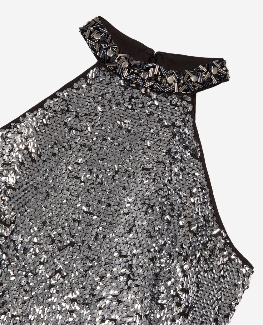 The Kooples DAMEN SILVER kurzes kleid aus silbernen pailletten