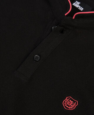 The Kooples H NOIR ROSE black pique cotton polo t-shirt