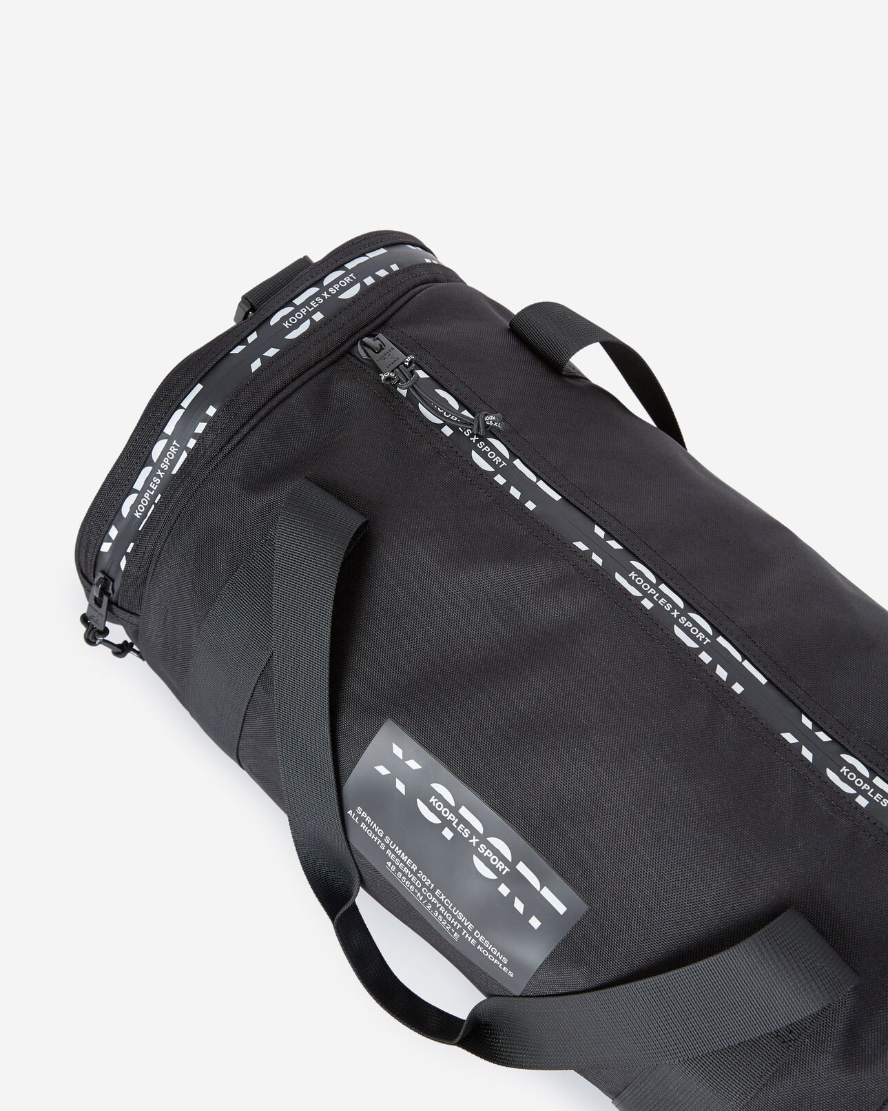 The Kooples HOMME BLACK sac de sport coton noir détails blancs