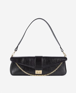 The Kooples DAMEN BLACK lange, schwarze pochette aus leder