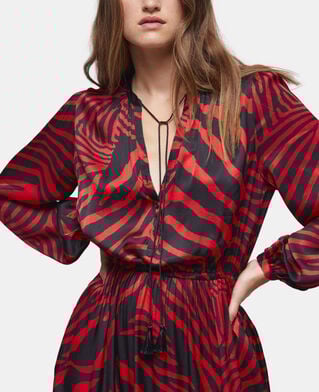 The Kooples WOMEN BLACK - RED long red printed dress