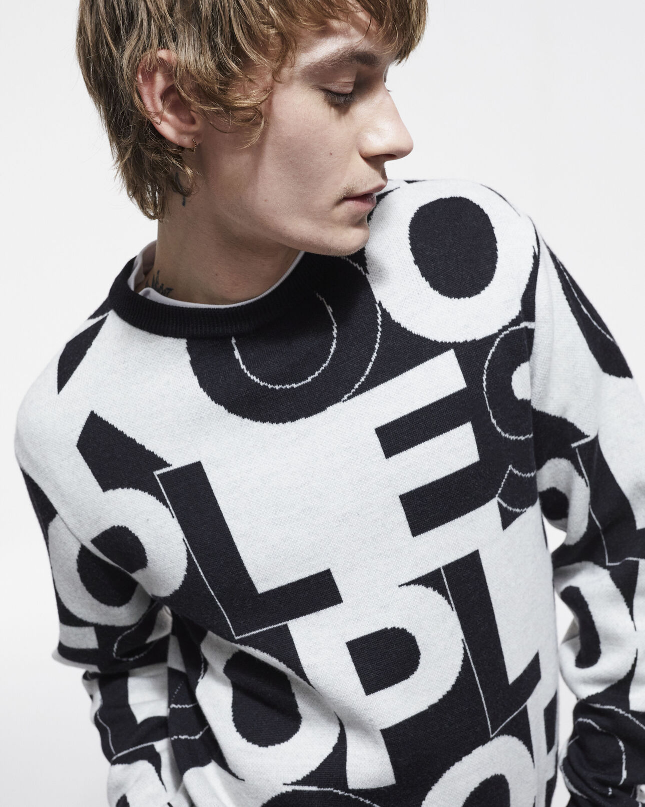The Kooples HERREN BLACK WHITE pullover mit the kooples logo