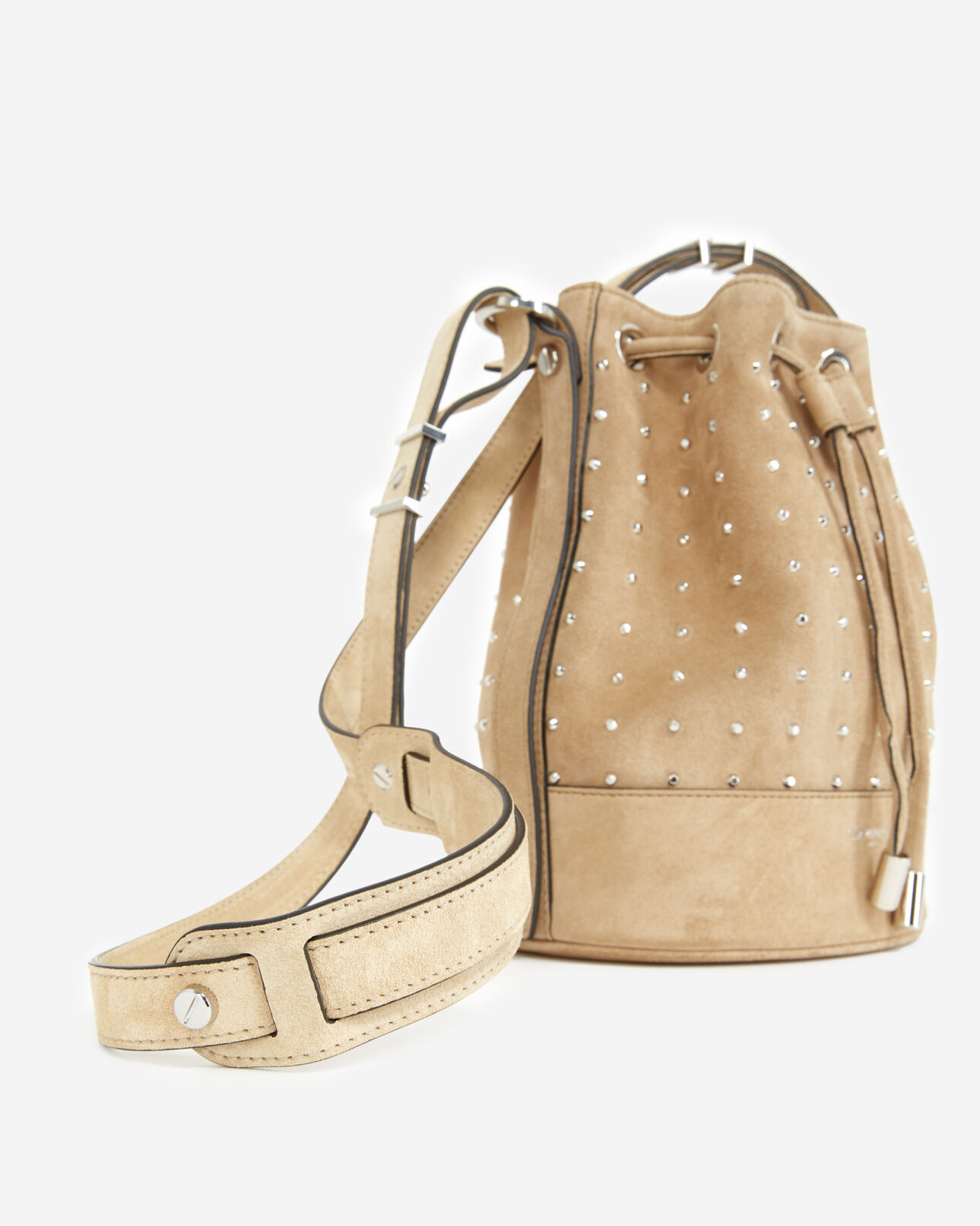The Kooples WOMEN BEIGE studded medium tina bag in beige