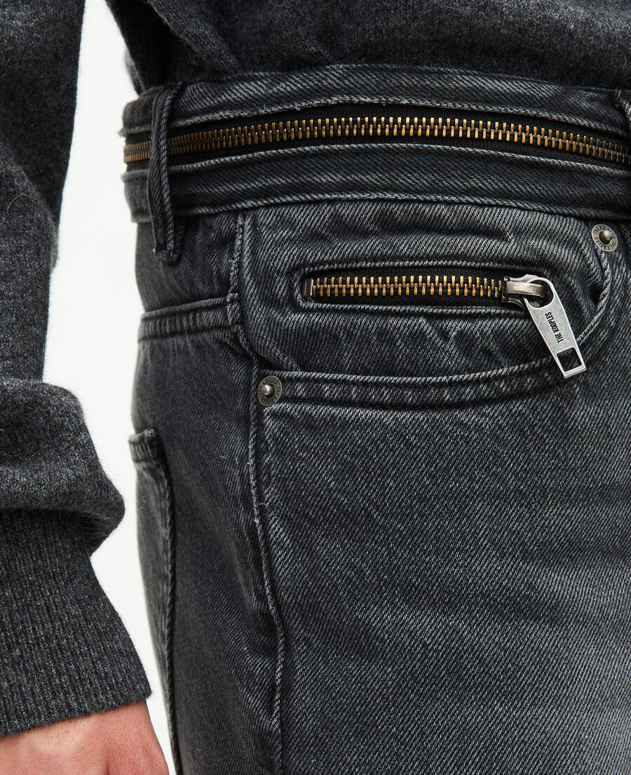 The Kooples MEN BLACK WASHED black faded skinny jeans