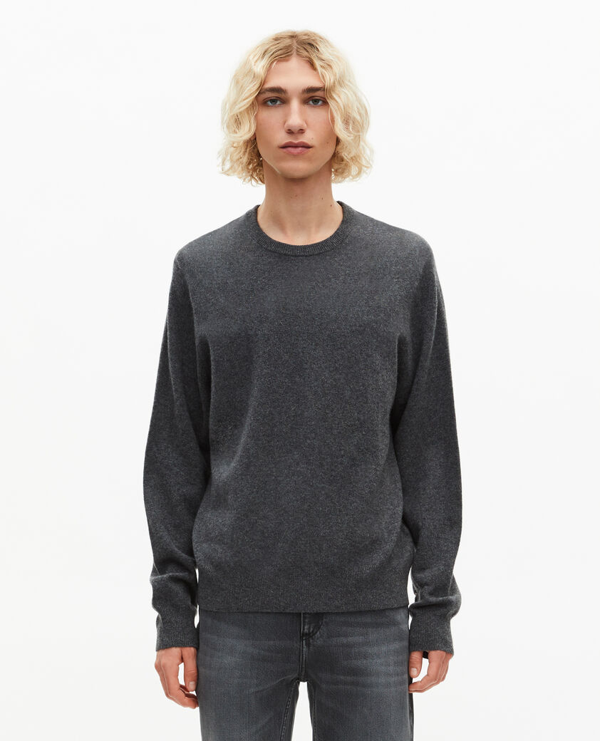 The Kooples HERREN DARK GREY MELANGE pullover mit rundhalsausschnitt aus grauem kaschmir