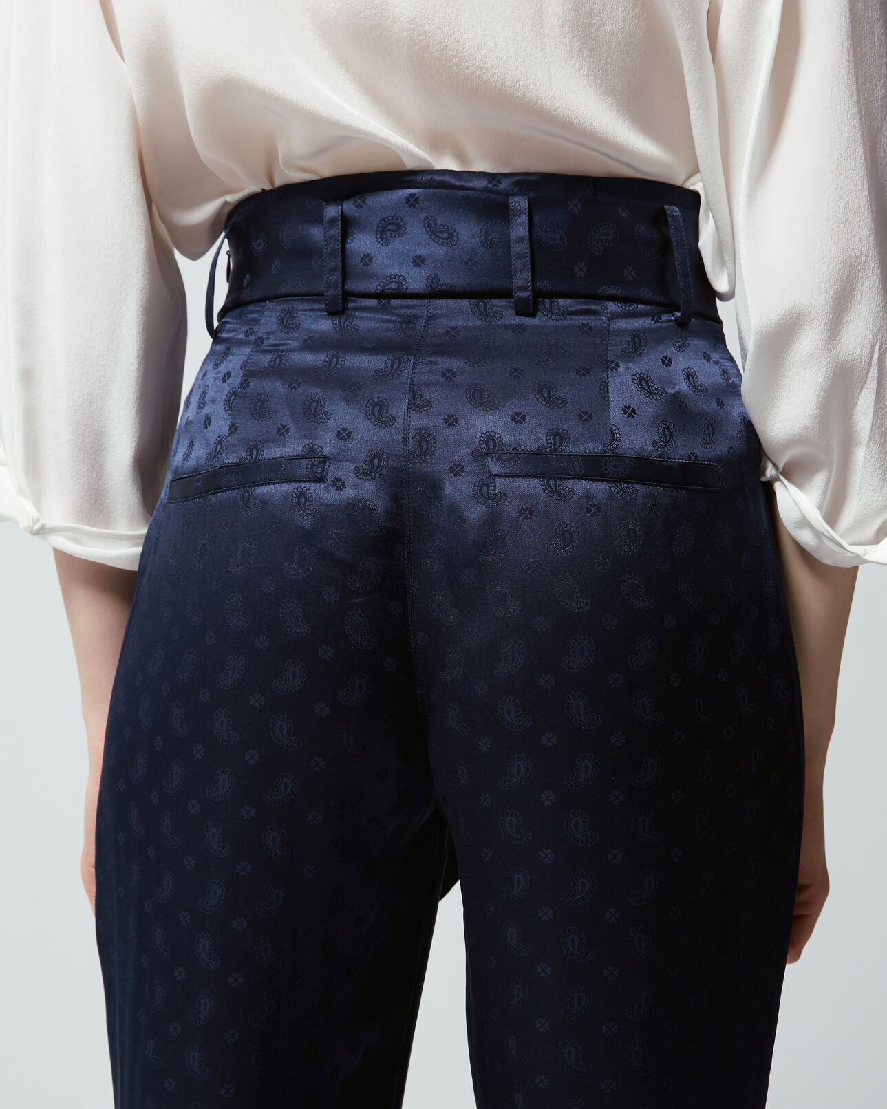 The Kooples FEMME NAVY pantalon fluide bleu marine jacquard