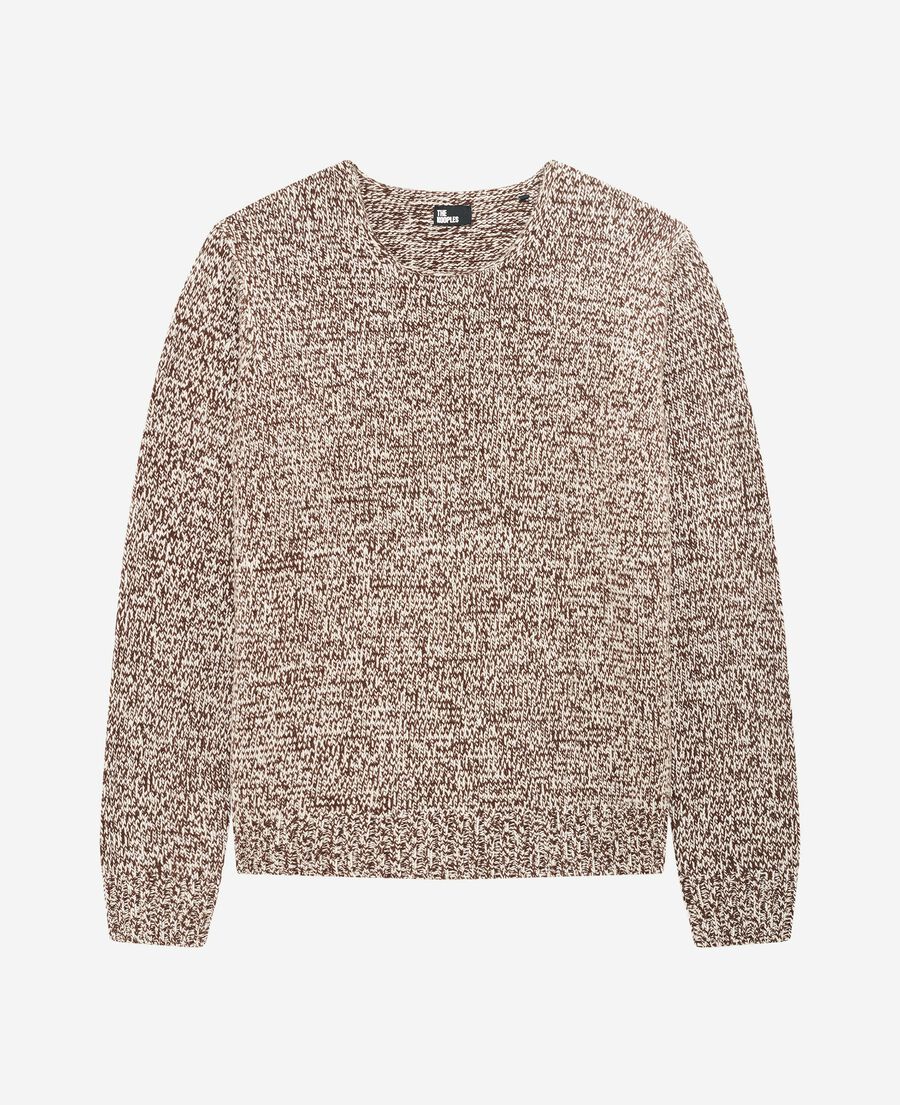 The Kooples HERREN BEIGE-BROWN mouliné-pullover in beige und weiß