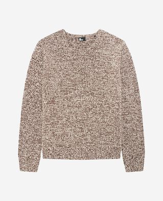 The Kooples HERREN BEIGE-BROWN mouliné-pullover in beige und weiß
