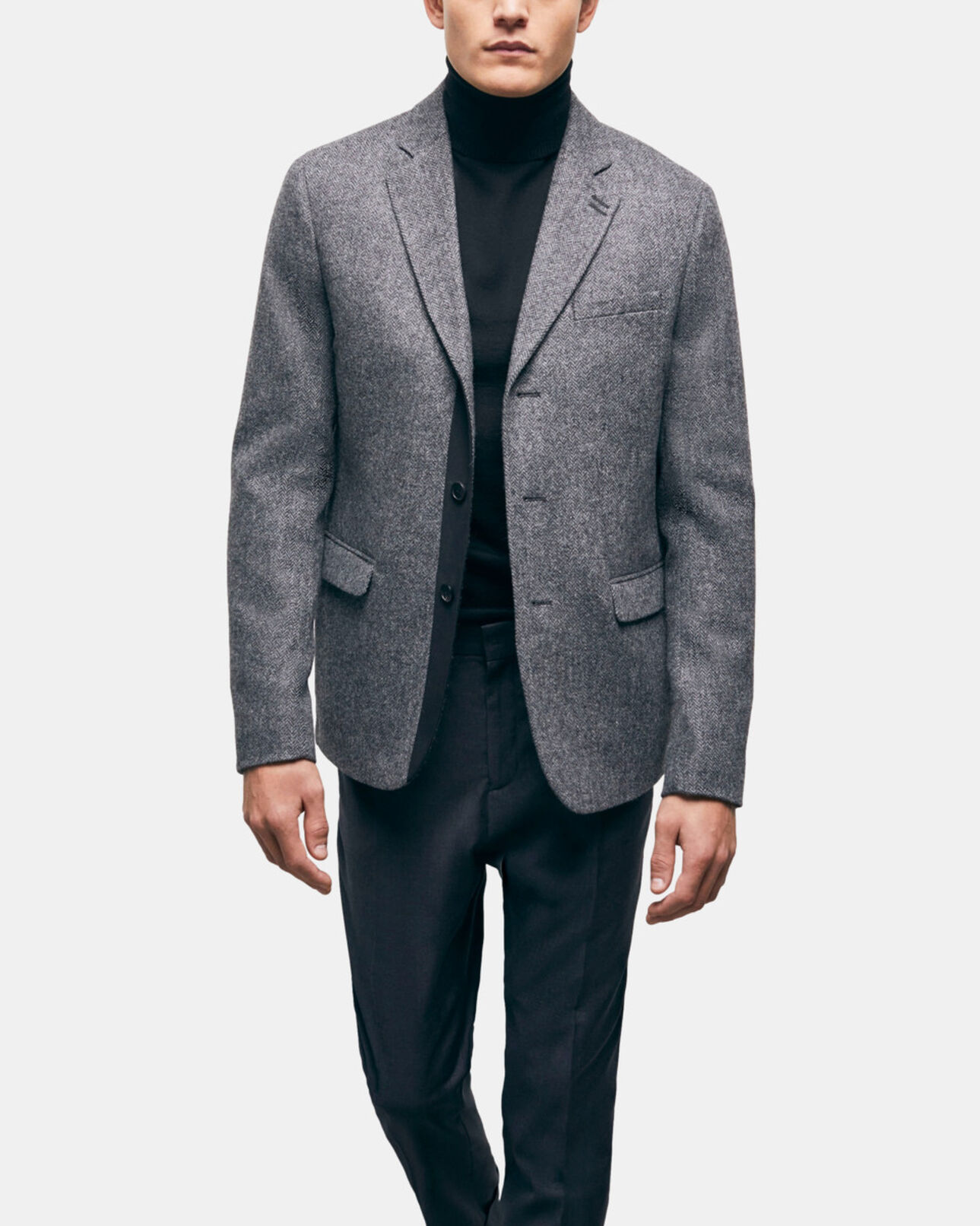 The Kooples MEN GREY gray patterned wool jacket