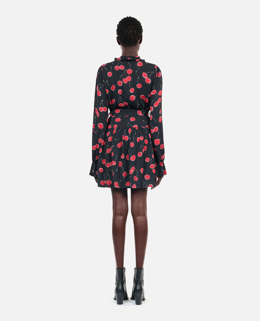 The Kooples WOMEN BLACK - RED short cherry printed dress
