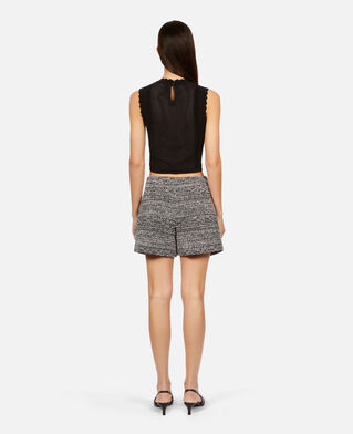 The Kooples WOMEN BLACK WHITE black and white tweed shorts