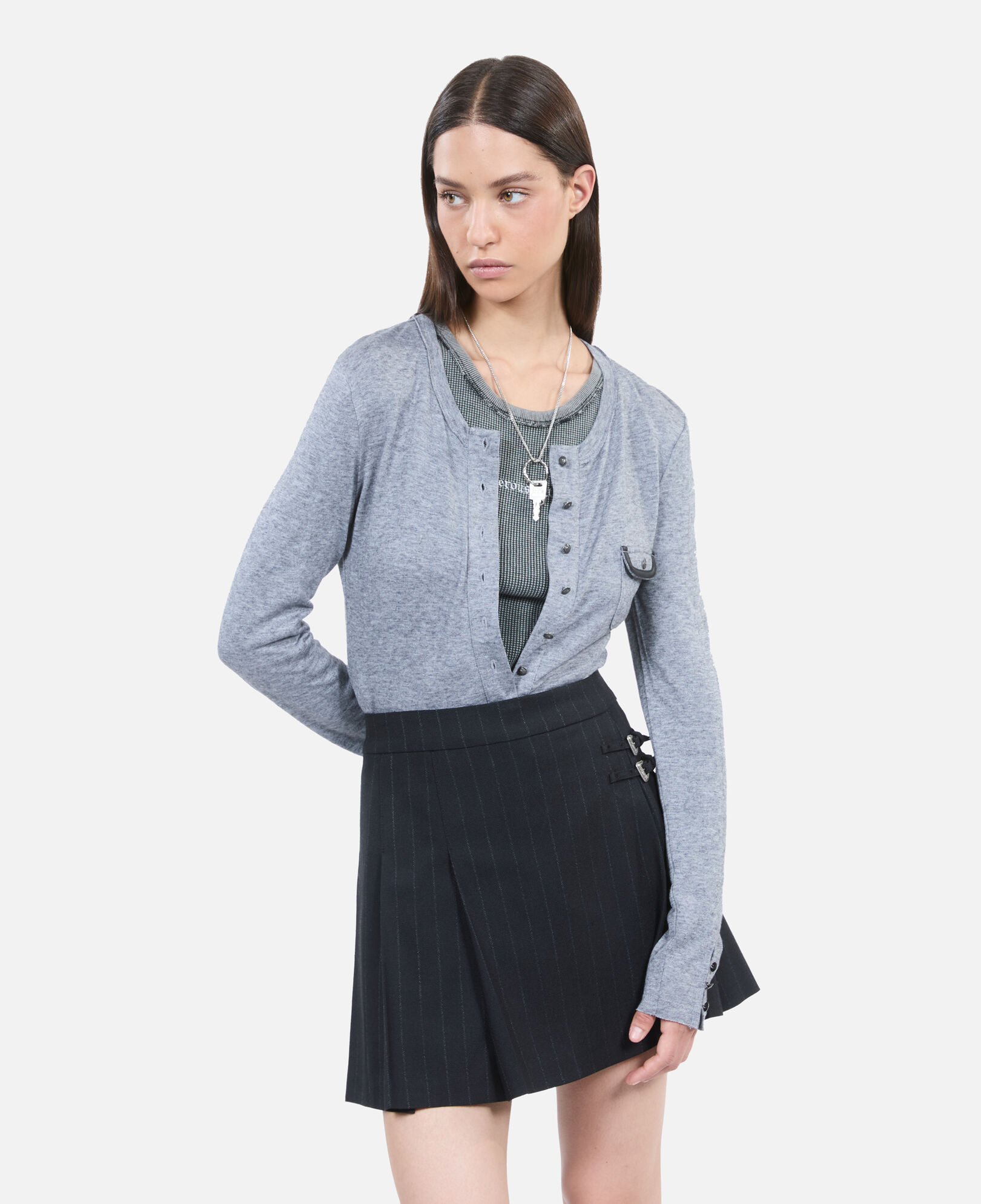 The Kooples WOMEN GREY MELANGE grey long-sleeved t-shirt