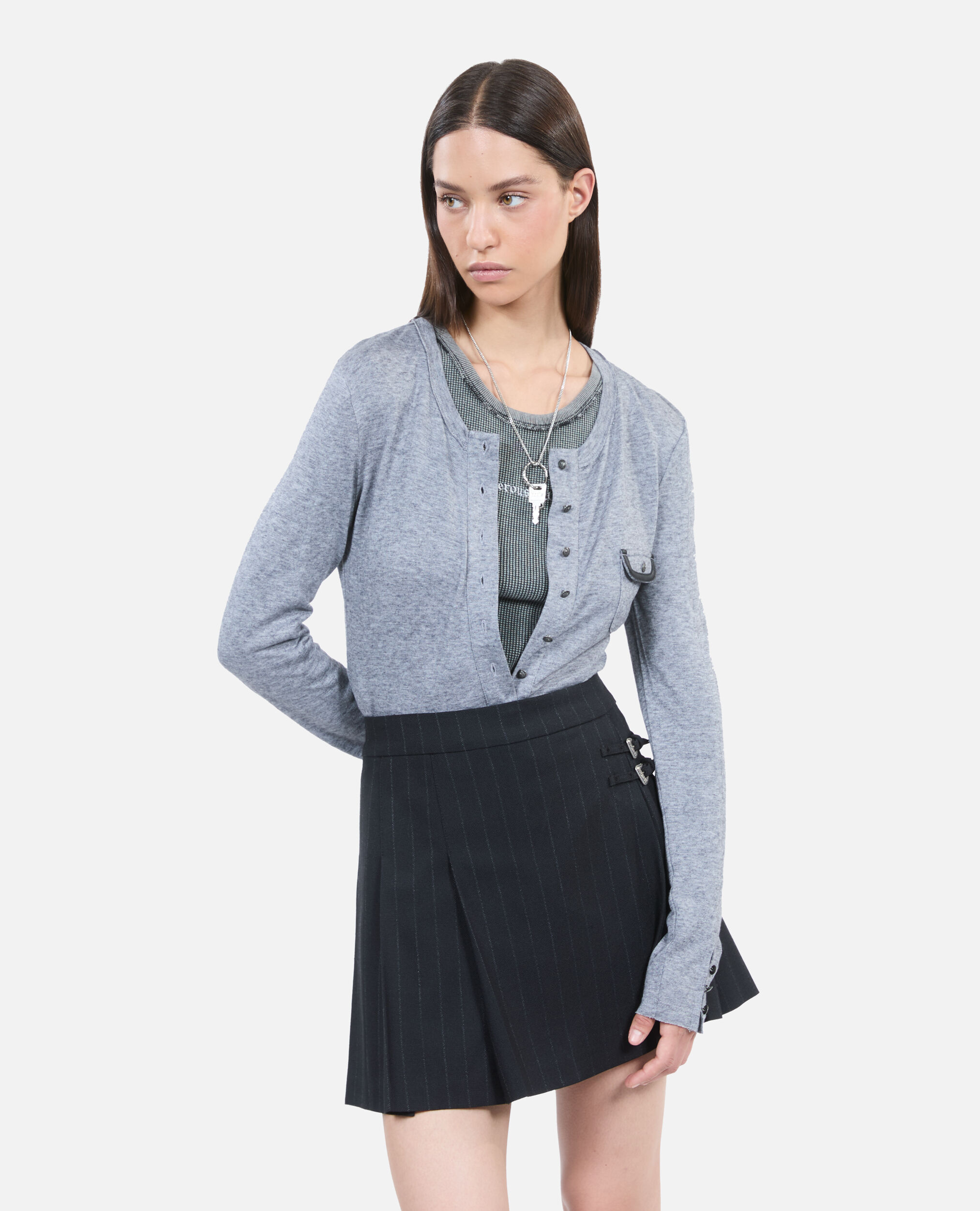 Grey long-sleeved t-shirt, GREY MELANGE, hi-res image number null